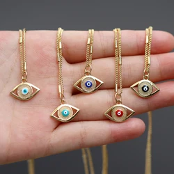 Vintage ZirconTurkish Evil Eye Necklaces for Women Stainless Steel Evil Eye Necklace Christmas Party Jewelry Gift collier femme