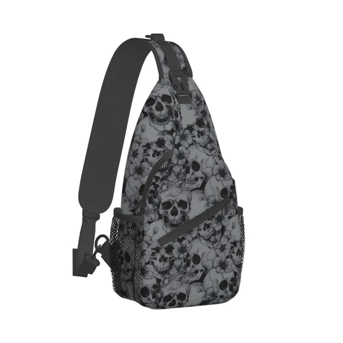 

Jersey Skulls Black Crossbody Chest Bags Pockets Travel Pack Messenger Sports Teens Shoulder Bag Unisex