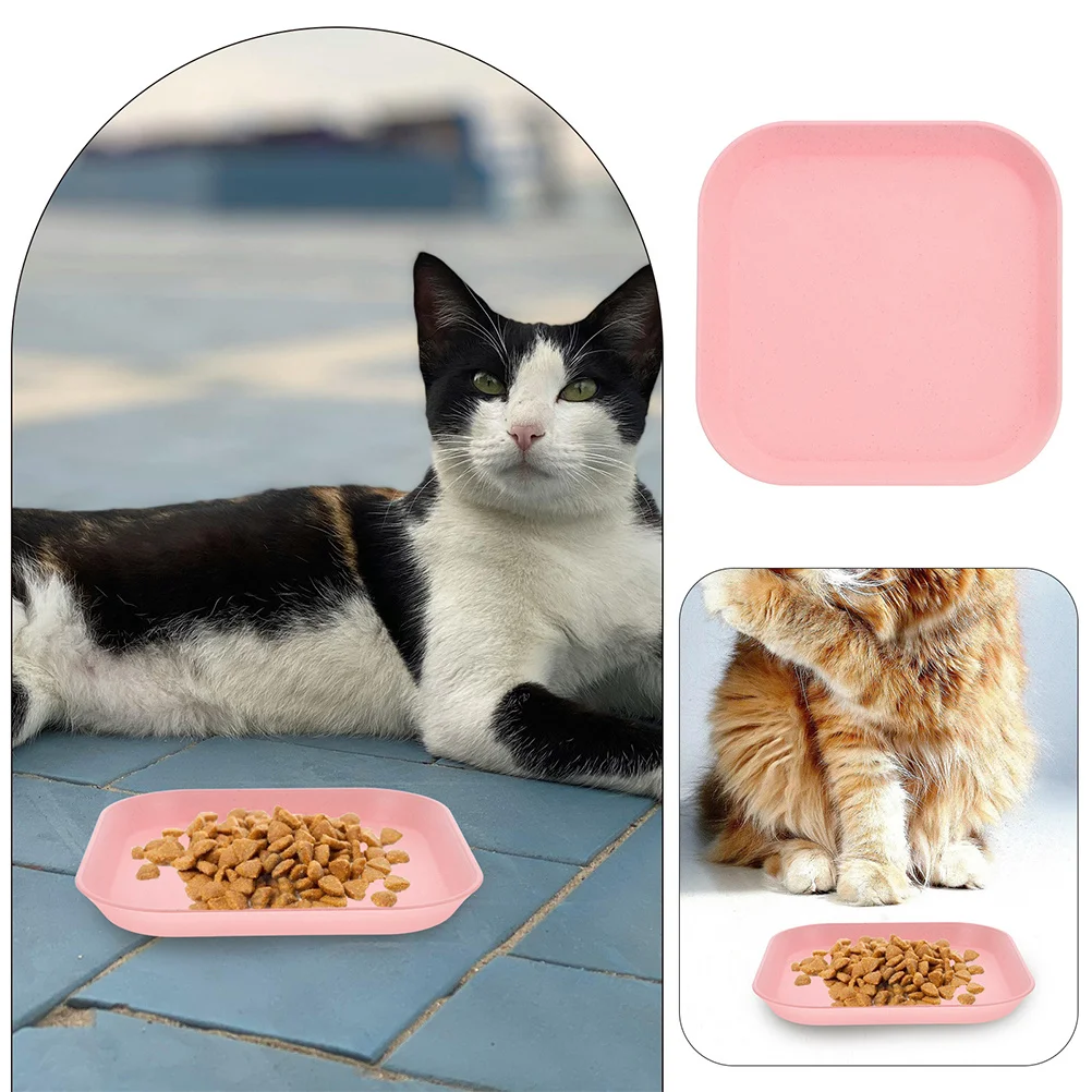 

8pcs Cat Dish Shallow Square Bowl For Kitten Short-Legged Cats Fatigue Relief Feeding Pet Food Plate Wet Dry Food Compatible