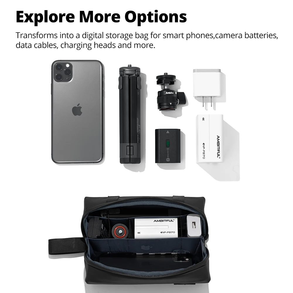 Ambitful P1 Portable Camera Storage Soft Bag for DJI Osmo Pocket 3 Insta360 GoPro 10 Protective Case Action Camera Accessories Electronic Product