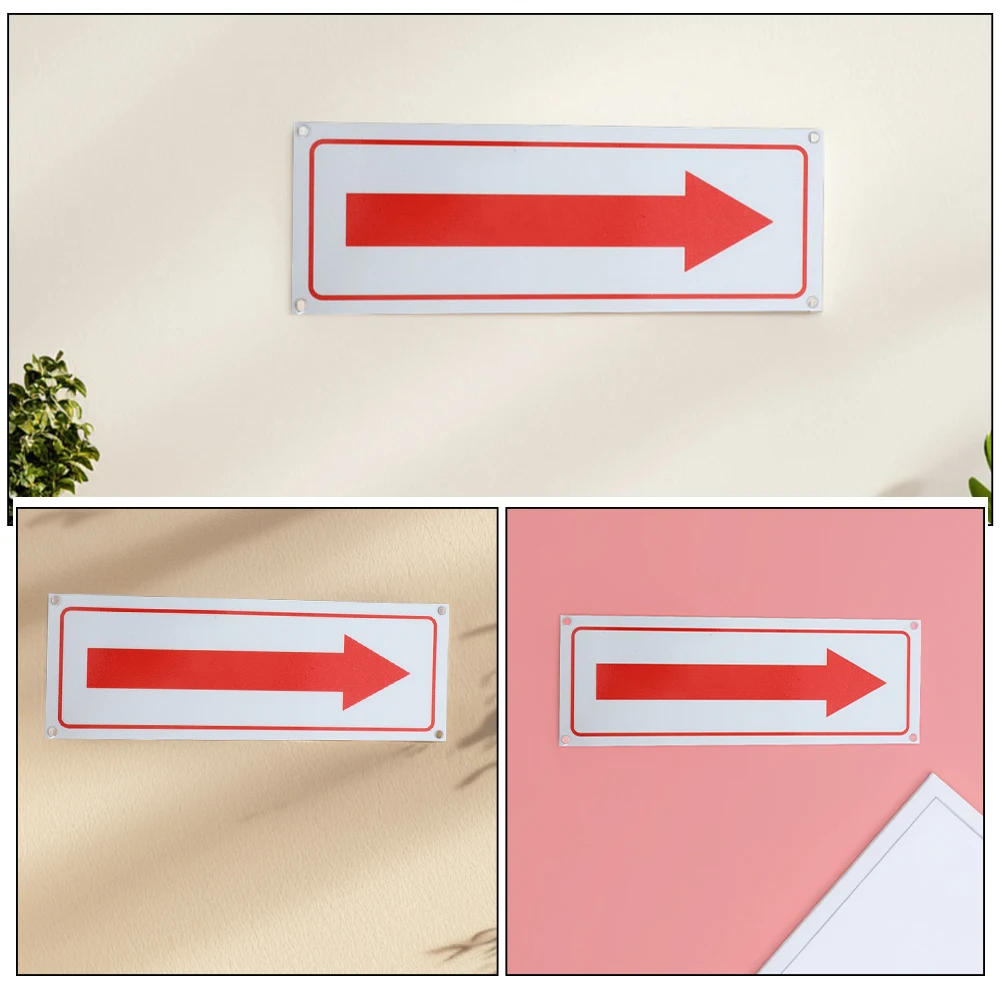 2pcs Arrow Sign Aluminum Reflective Sticker Wall Traffic Safety Signs Outdoor Easy Installation Metal Directional