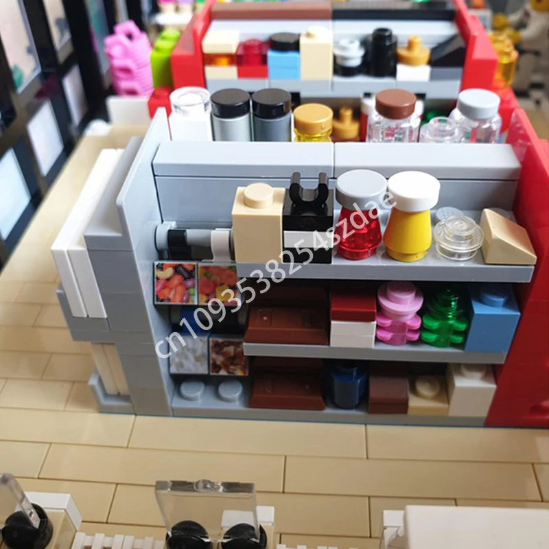 2129PCS MOC Creative Street View SPAR Convenience Store Modular Model Architecture Building Block diy Assembly kids Toys Gifts