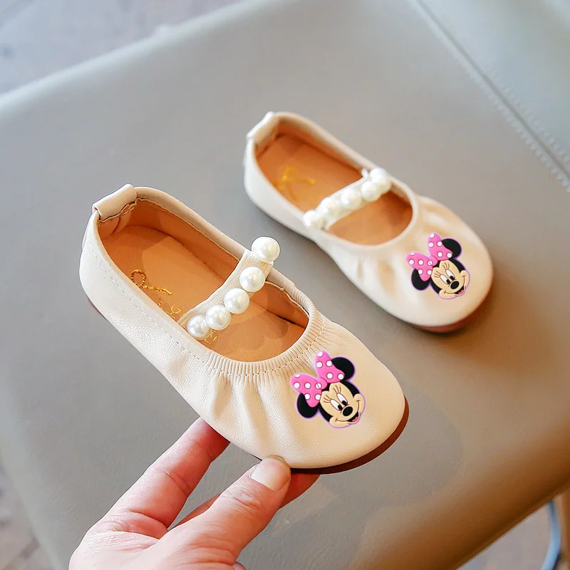 

Disney Minnie Mouse Girls Leather Shoes Soft Sandals New Korean Fashion Versatile first walkers Baby Princess Shoes mickey mouse