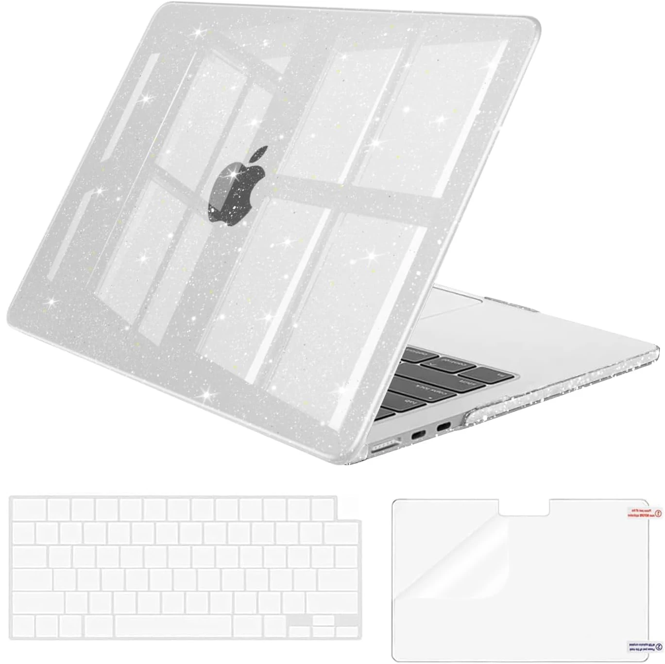 Compatible With MacBook Air 13 inch Case M5 M4M3M2 2026-2022,3 in 1 Kit Bling Sparkly Case for MacBook Air 15 Pro 14/ 16 inch M5