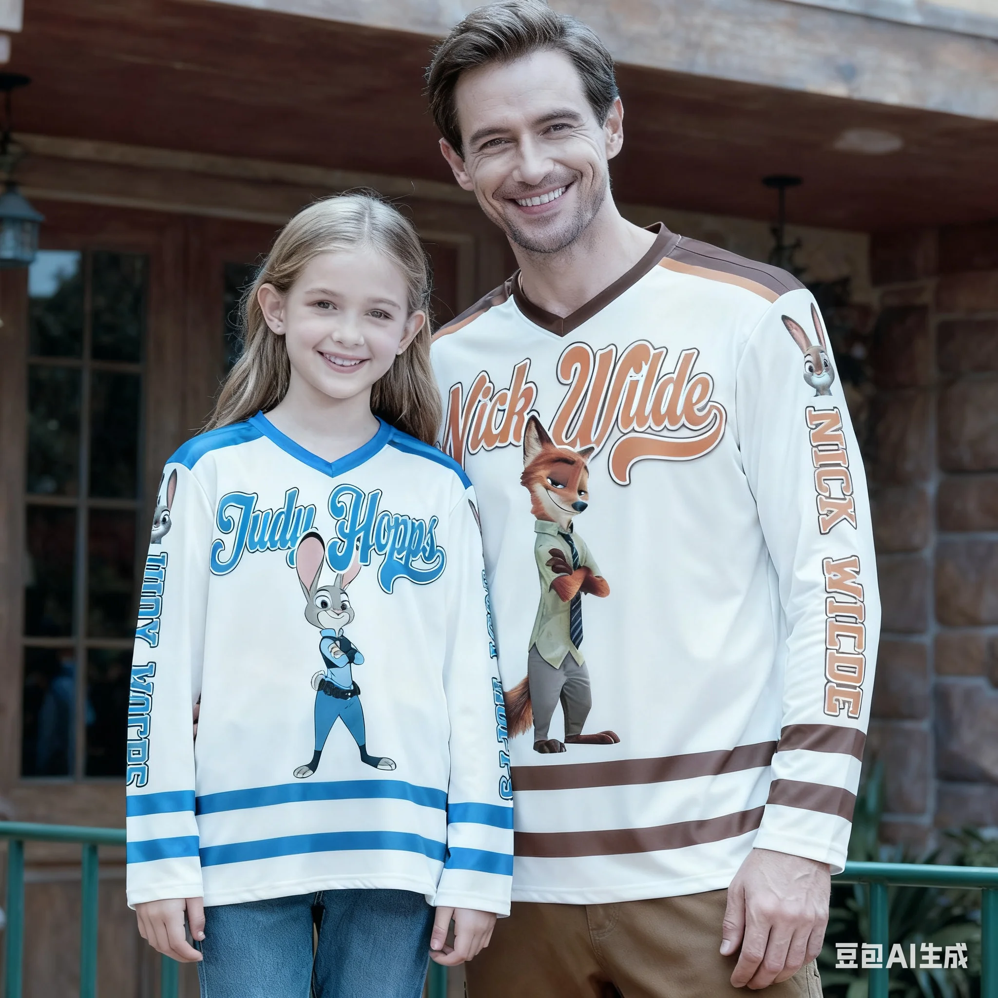 ديزني زوتوبيا نيك آند جودي هوكي بلاير جيرسي الكبار الاطفال طويلة الأكمام تي شيرت تنفس التجفيف السريع مريح لينة بسط #1