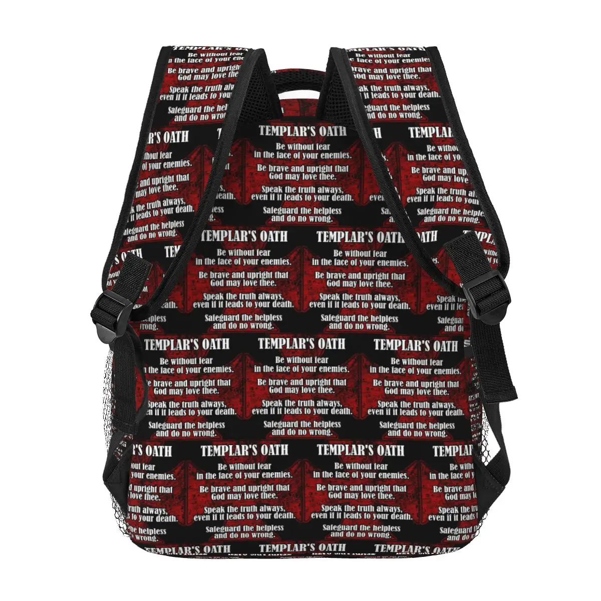 فرسان الهيكل الصليب درع رمز القرون الوسطى السيف شعار الطلب السري على ظهره Daypack BookBag حقيبة مدرسية حقائب الكتف