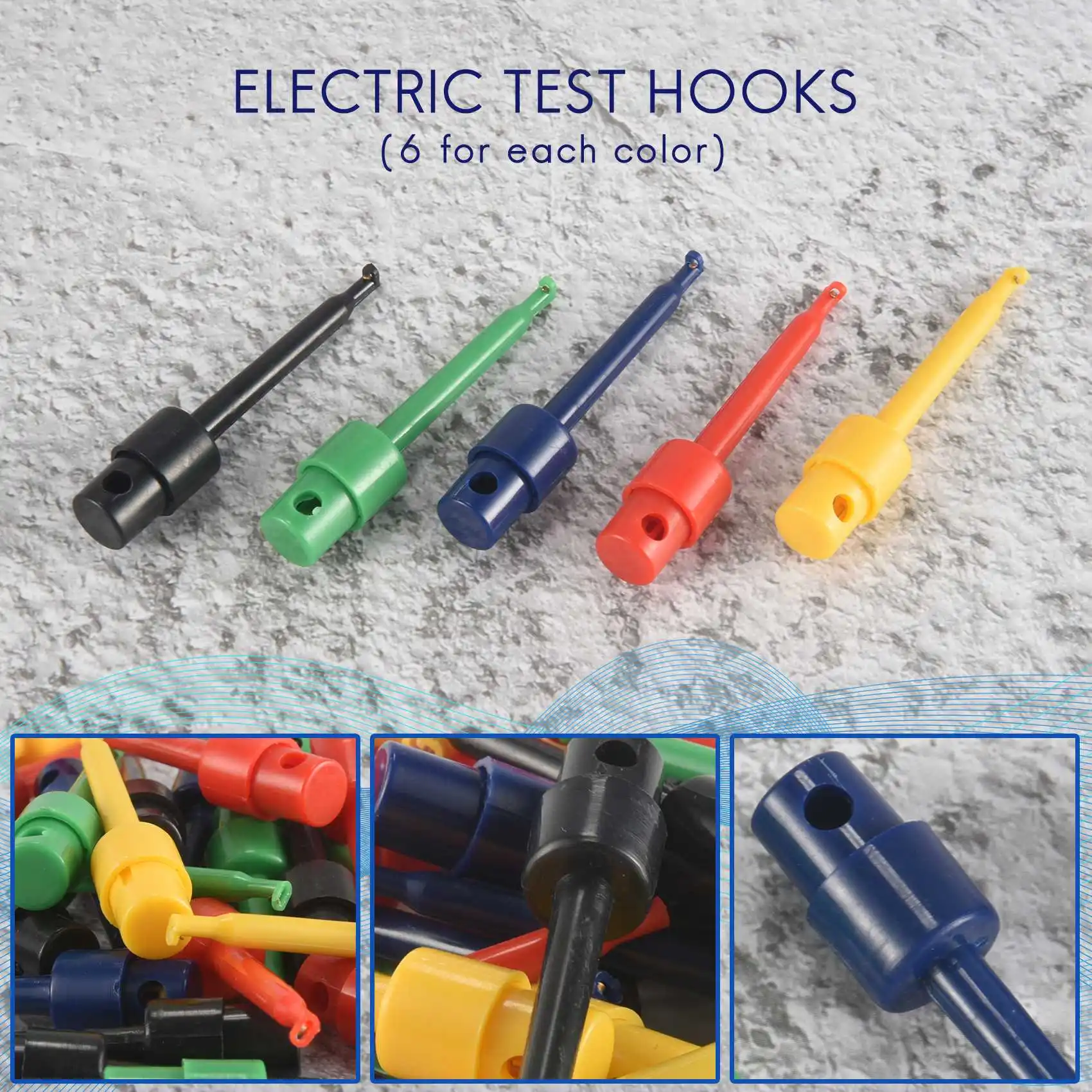 A23E-30Pcs Measuring Clamps, Test Tips, Multimeter Wire Lead Test Clip, Electronic Mini Test Probe Set,Pcb Tester Grabber