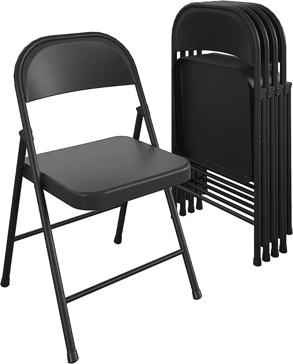 All-Steel Folding Chair, 4-Pack, Black，Folding chairs for meetings, family gatherings, outdoor chairs, beach chairs