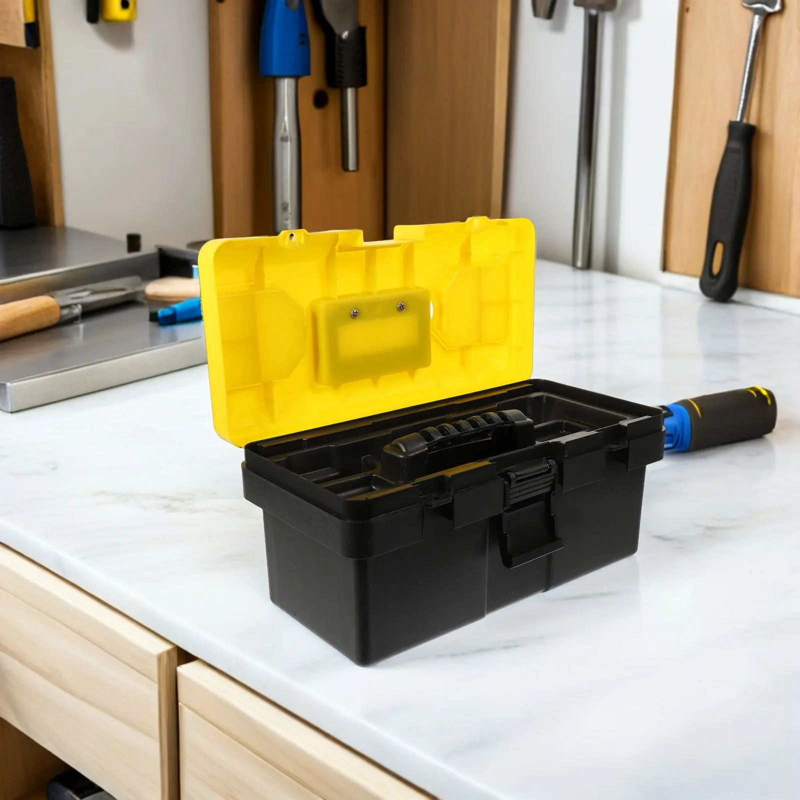 

Heavy Duty Plastic Tool Box with Handle Waterproof Large Capacity Detachable Storage for Mechanics Electricians Hand Tools