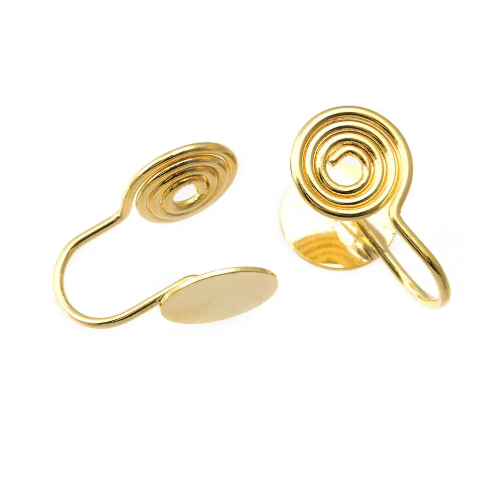 10 قطعة 4 مللي متر ~ 14 مللي متر 18K الذهب اللون النحاس مع صواني الحواف إعدادات أقراط كليب عالية الجودة Diy بها بنفسك المرأة أقراط صنع المجوهرات