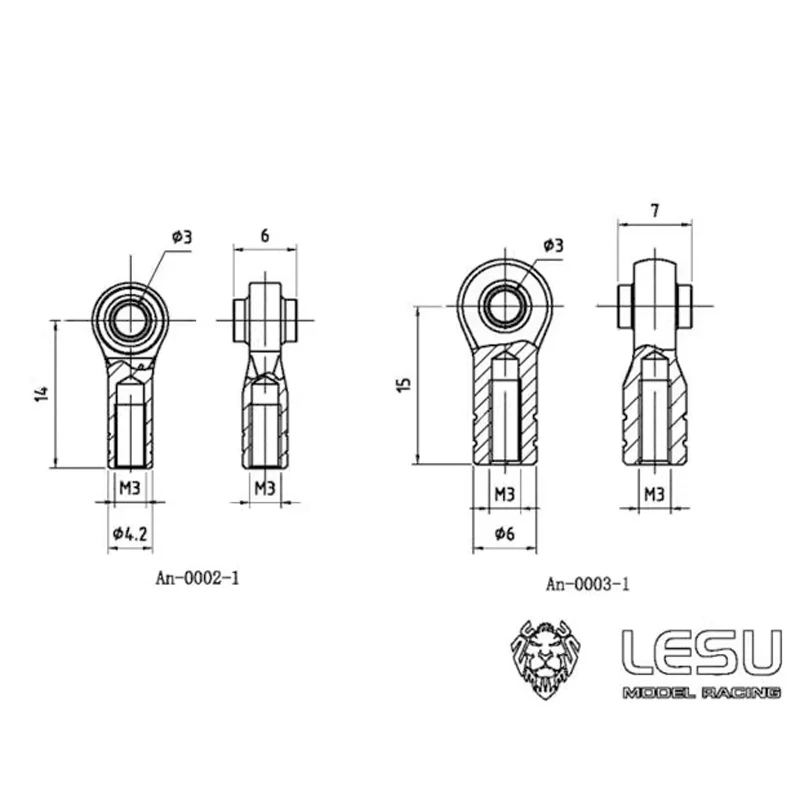 Soldagem a laser de aço inoxidável m3 cabeça esférica rolamento junta olho peixe para tamiya arraste cabeça rc modelo carro controle remoto univer