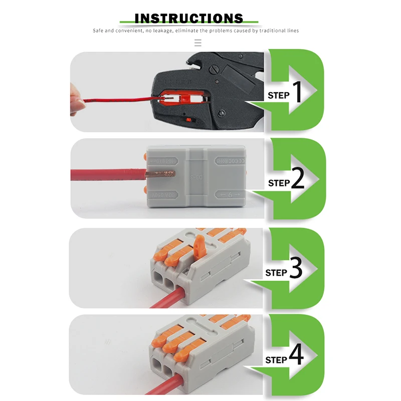 Quick Electrical Lever Wire Connectors 2 Port 3 Port Cable Spring splice Universal Compact Clamp Mini Wiring Terminal Connector