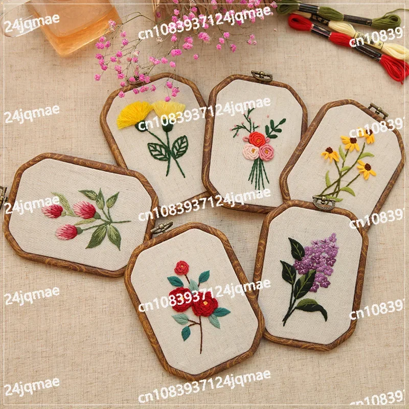 Beginner Needle and Thread Toolkit, Lu Embroidery, Flower and Grass Octagonal Embroidery, Stretch Painting, Manual Embroidery