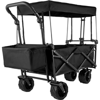 SucceBuy Folding Wagon Cart Adjustable Handle Bar Removable Canopy Oxford Cloth Collapsible Shopping Outdoor Camping Beach Cart