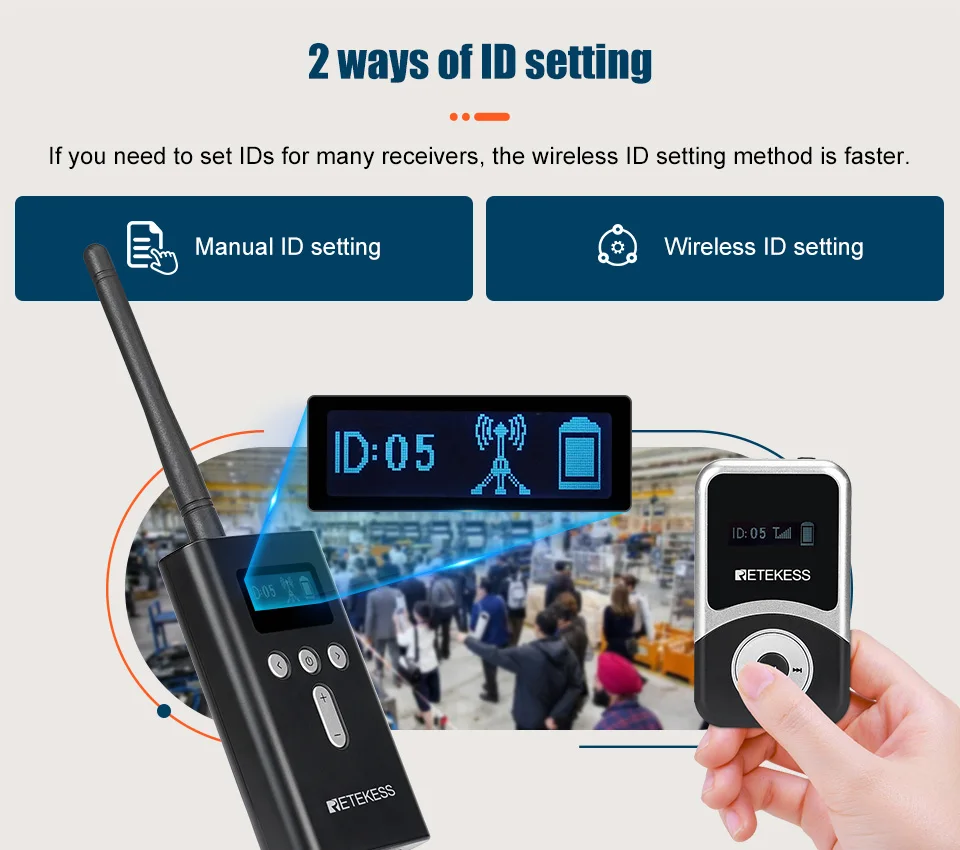 Retekess T130S Tour Guide System Audio Guide, 2. Generation T130 Mic Long Standby Transmitter Empfänger Radio Guide für Tourentraining – Detail 8