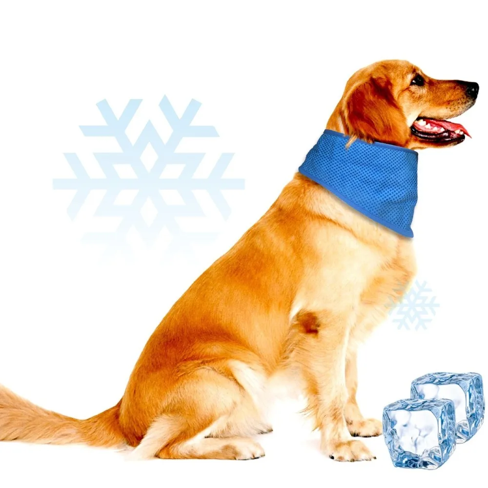 Breathable Dog Cooling Scarf Tape Closure Water Activated Cooling Sensation Collar Adjustable Soft Pet Perforated Neck Cloth