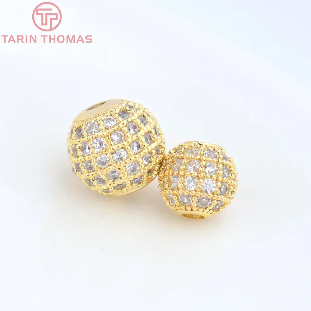 (4614)4PCS 8.5MM 10MM 24K Champagne Gold Color Brass Spacer Beads  High Quality Jewelry Making Findings Accessories Wholesale