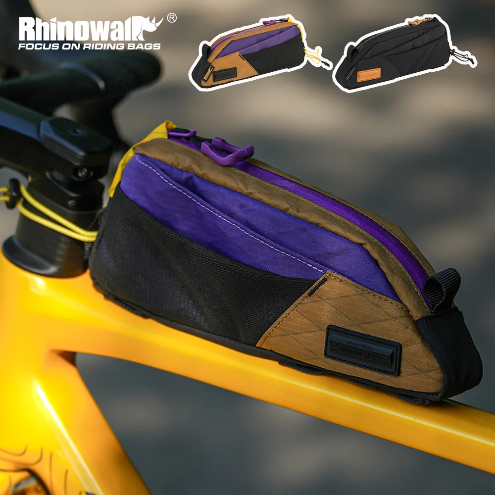 Rhinowalk Bike Top Tube Bag 0.9L Multi-Pocket Bicycle Frame Bag Cable Port Strap or Bolt Mount Cycling Storage for MTB Road Bike