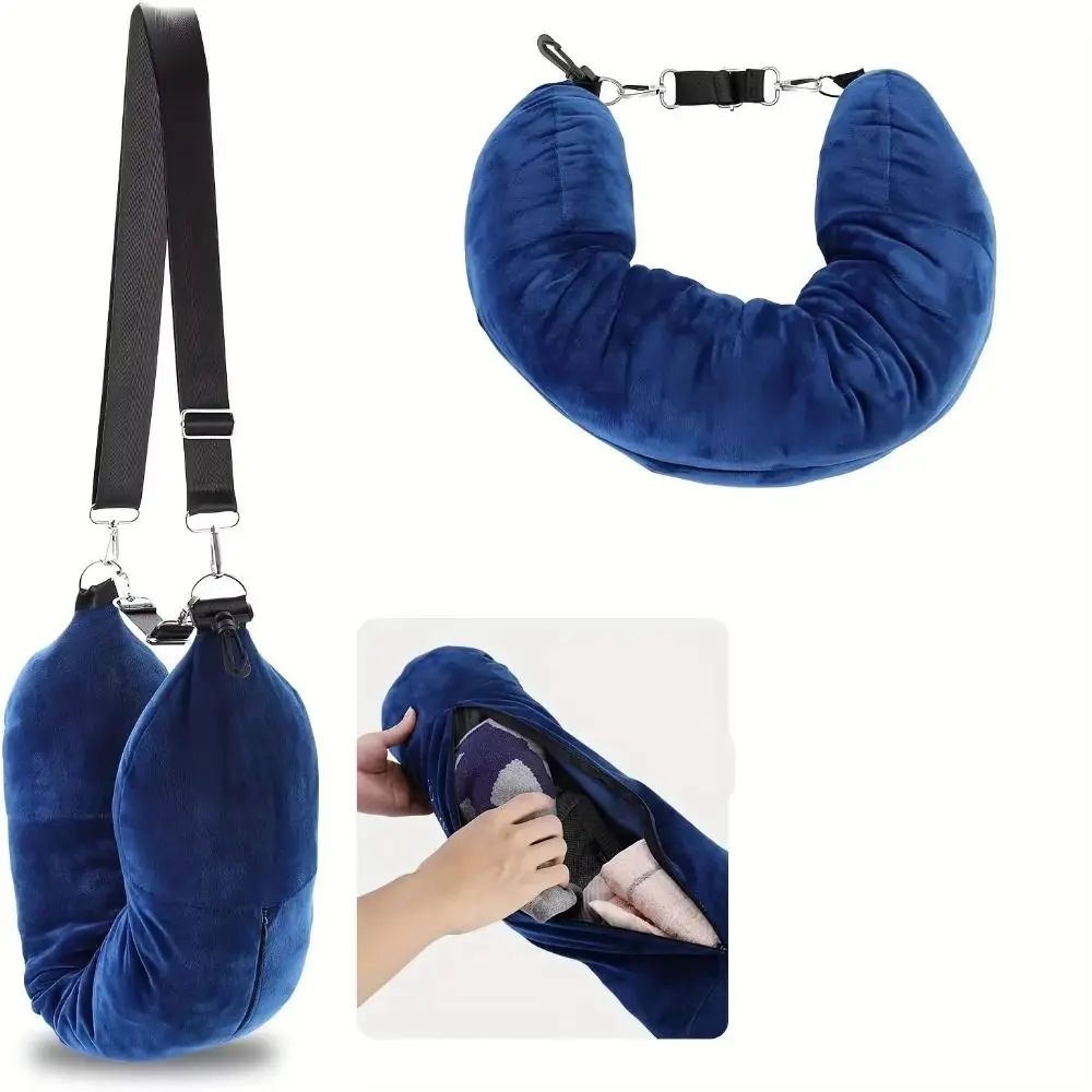 

Waterproof Travel Neck Pillow Comfortable Adjustable Strap Storage Bag Portable Soft Fillable Pillow Carry-On Luggage