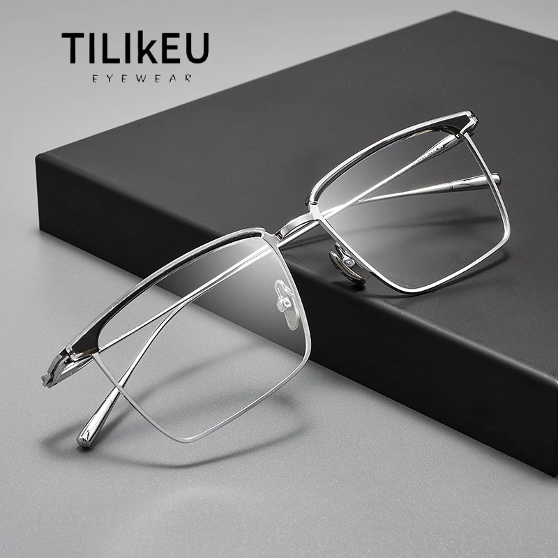 

Large Square Frame Pure Titanium Business Eyebrow Men's Glasses Frames Ultra-Light Vintage Square Prescription Eyeglasses Frame
