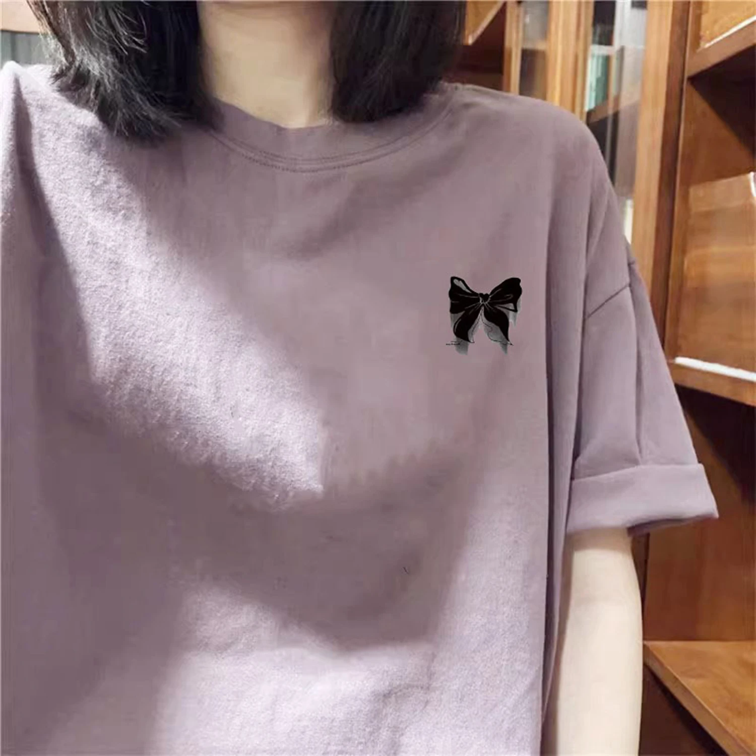 

Свободная футболка из чистого хлопка, модный бренд, повседневный летний топ для молодежи, с круглым вырезом, без принта