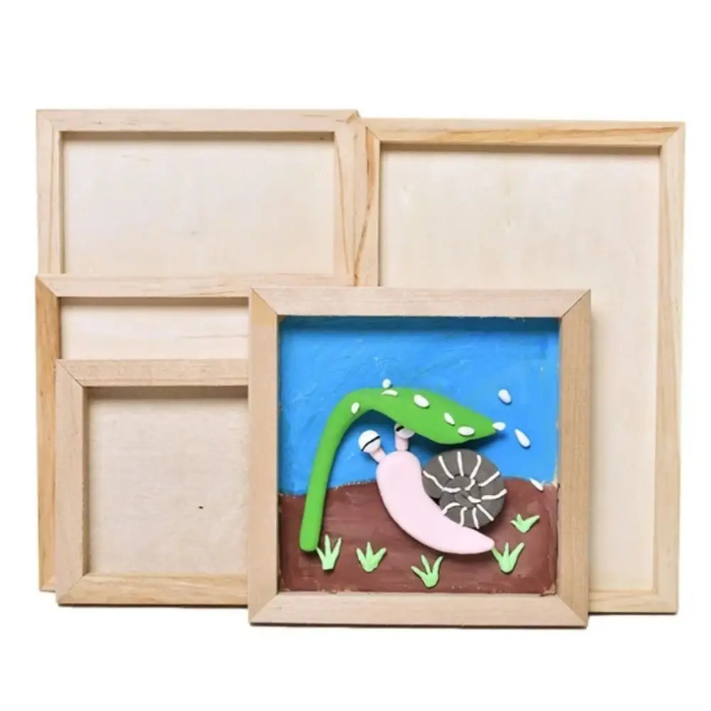 Art Puzzle Holder DIY Blank Clay Frames Painting Drawing Desktop Ornament Wooden Photo Holders Multi Size DIY Handcraft