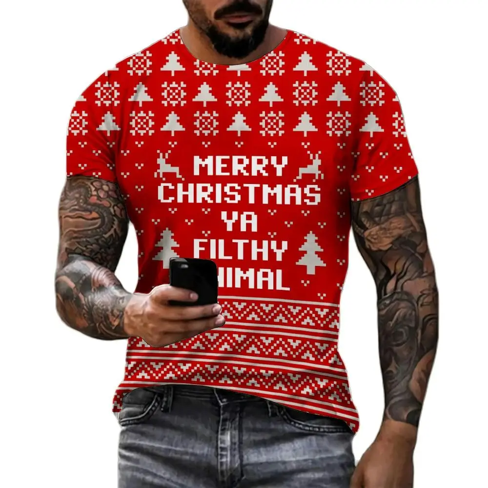 Santa Fun New Year Party 3D Printed Men And Women Holiday Fashion Clothing Hip Hop Snowman Short Sleeve Round Neck T-shirt Tops