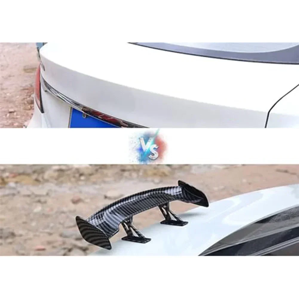 Auto Parts Car Spoiler Wing Visual Interest Fading Resistance Wind Stabilization Carbon Fiber Pattern Lightweight ABS