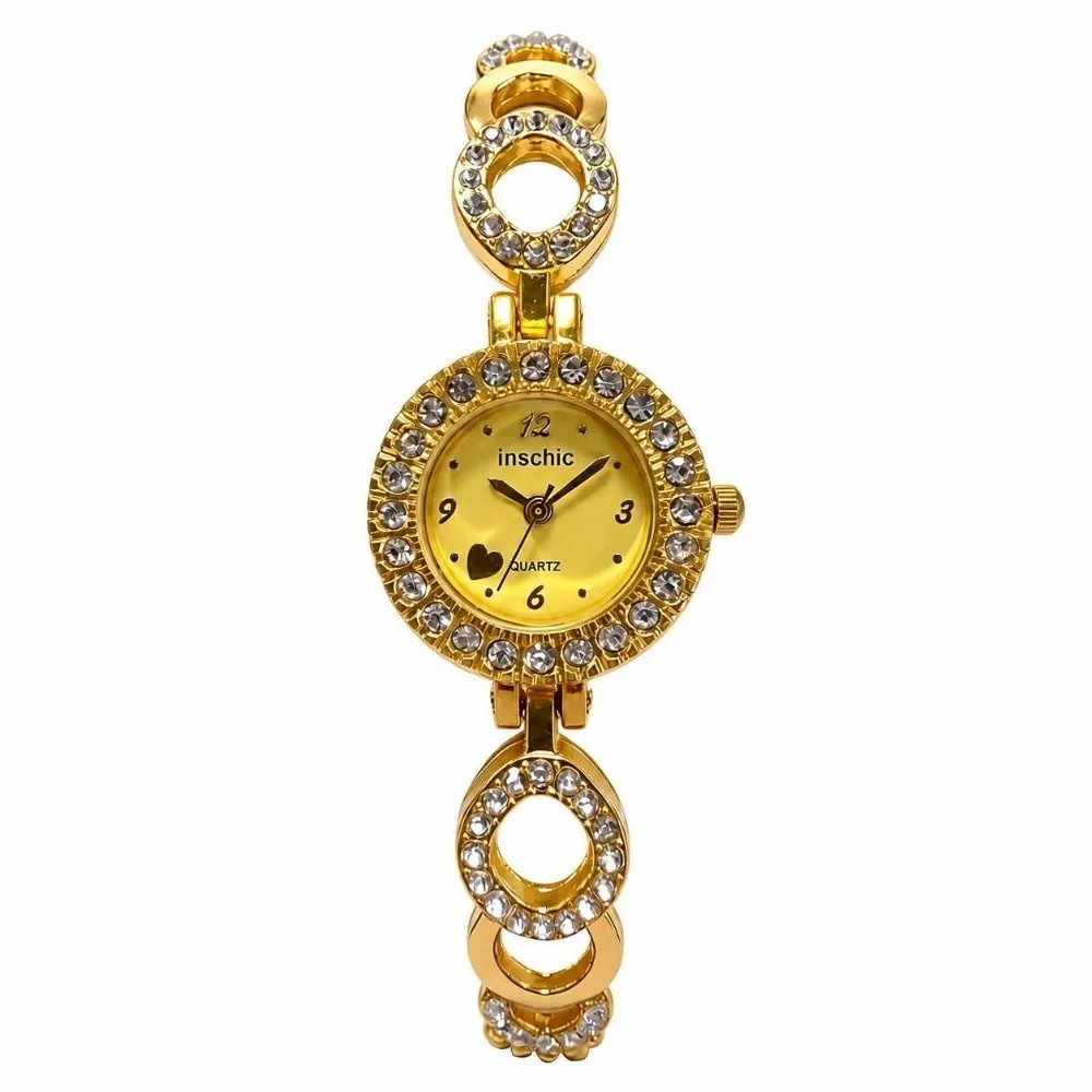 Luxury Small Dial Women Watch Round Bracelet Alloy Bracelet Watch Diamond Inlaid Watch Gift