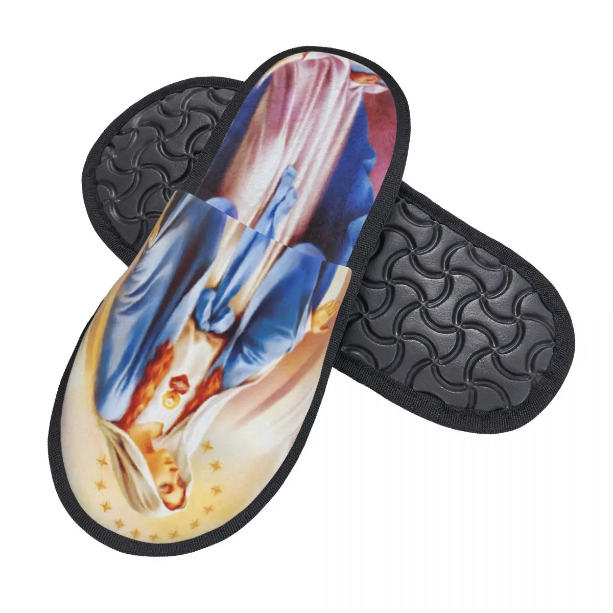 Custom Catholic Virgin Mary Soft Memory Foam House Slippers Women Our Lady of Guadalupe Comfy Warm Anti-skid Sole Slipper