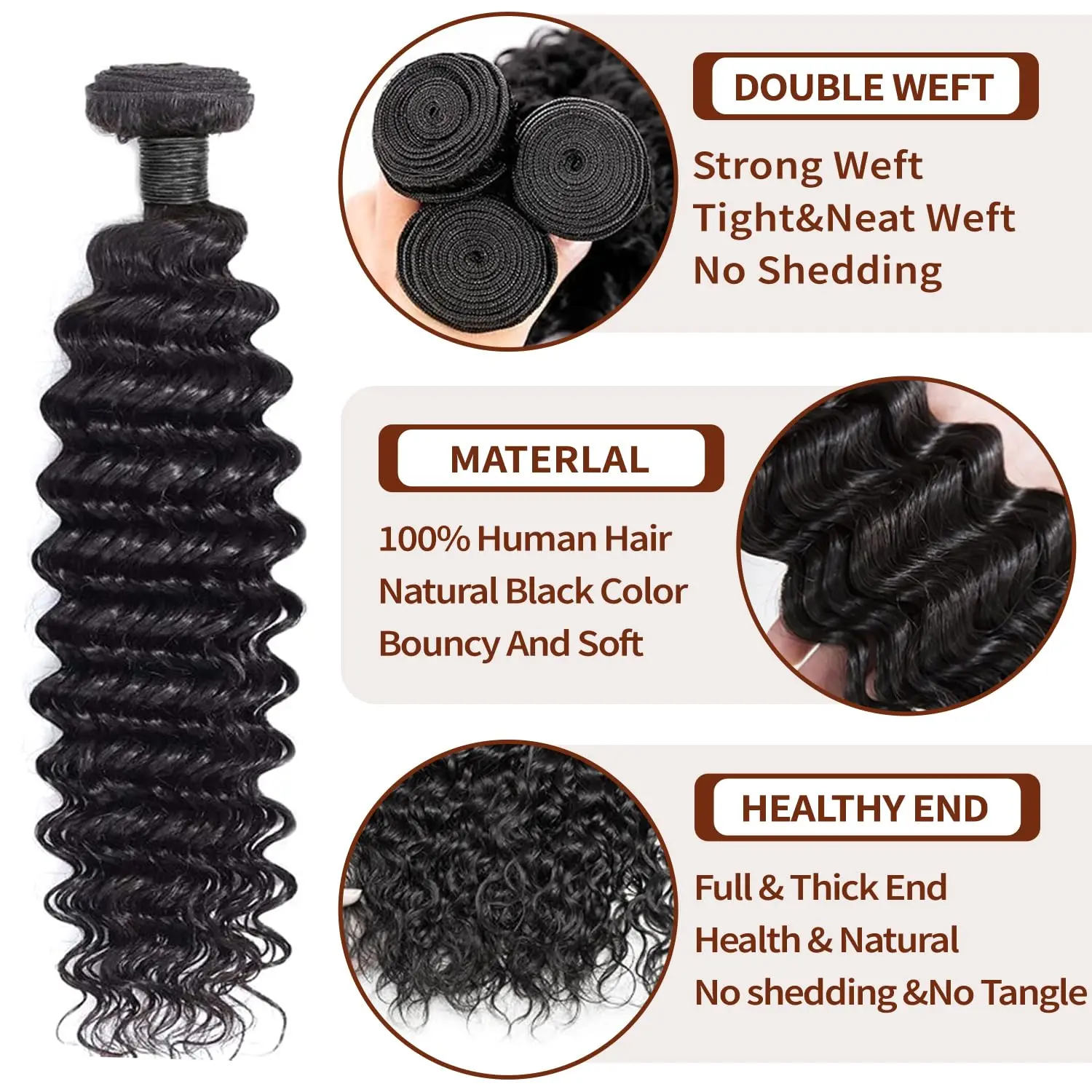 Ulrica Deep Wave Bundles Human Hair For Women Remy Hair Extensions Deep Curly 1/3/4 Bundles Human Hair Quick Weave Natual Color