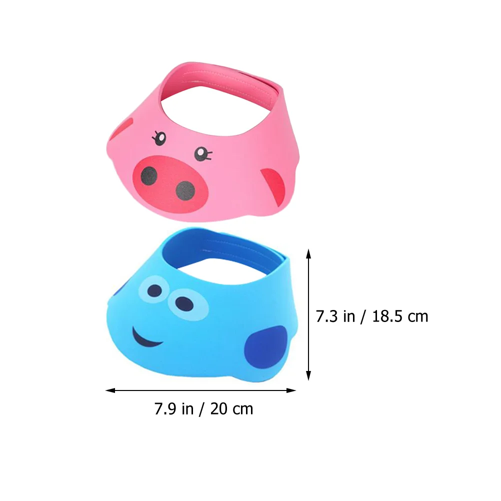 

2pcs Baby Shower Cap Kids Hair Washing Hat Toddler Bath Visor Infant Shampoo Adjustable Ear Protection Waterproof Bath Hat