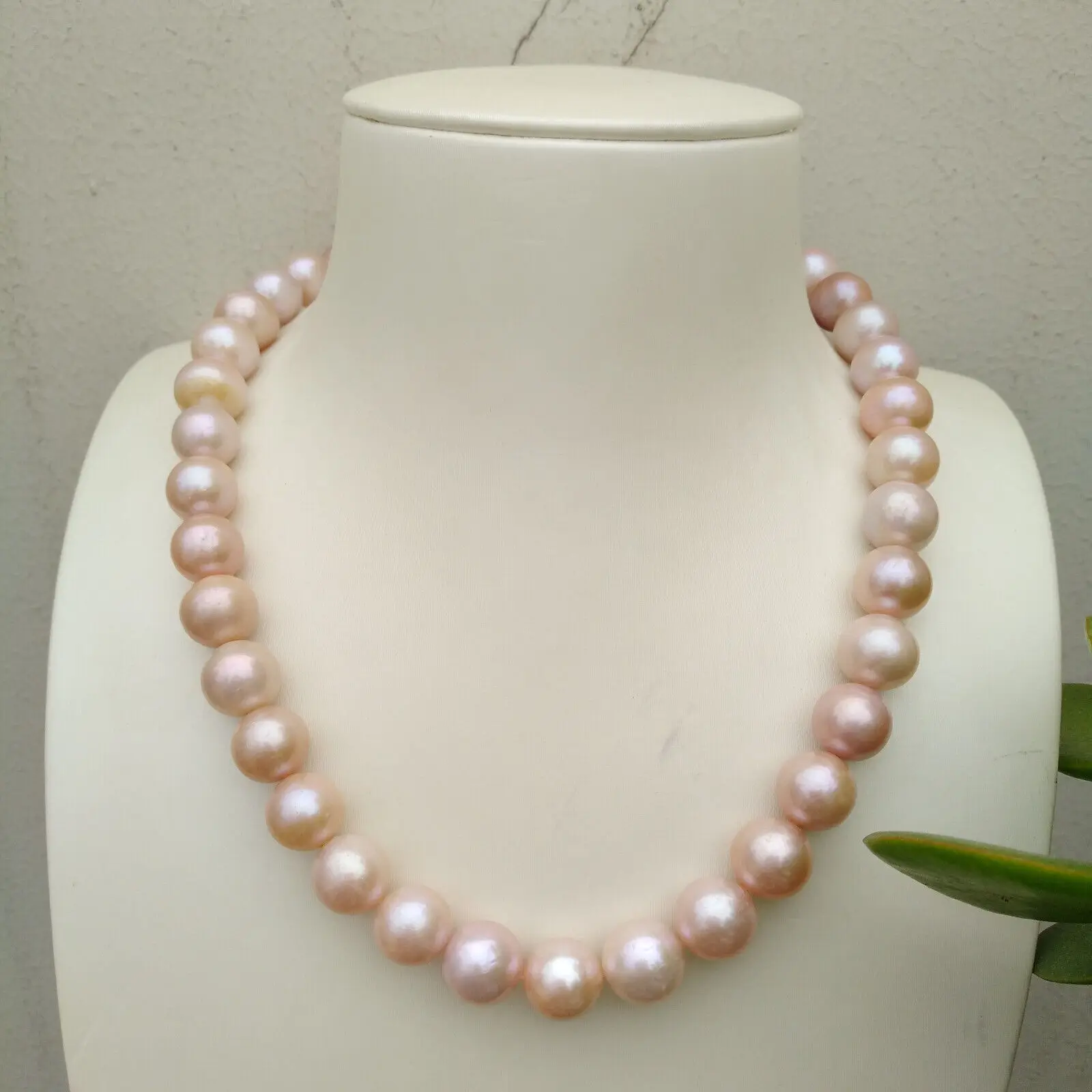 

10-11mm Round South Sea Pink Purple Real Natural Genuine Pearl Necklace 18 Inch Solid 14k Yellow Gold Clasp Free Shipping