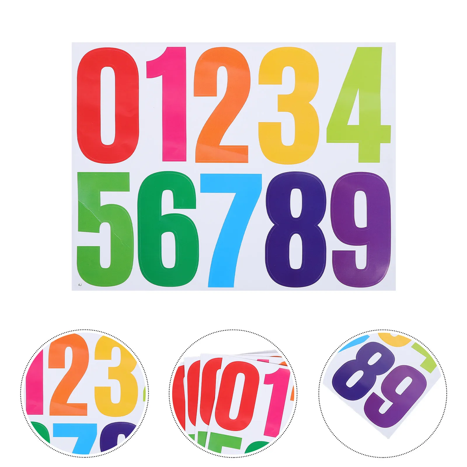 4Sets Number Stickers Waterproof Vinyl 4 Inch Multicolor Self Adhesive Numbers Mailbox Trash Can Office Warehouse