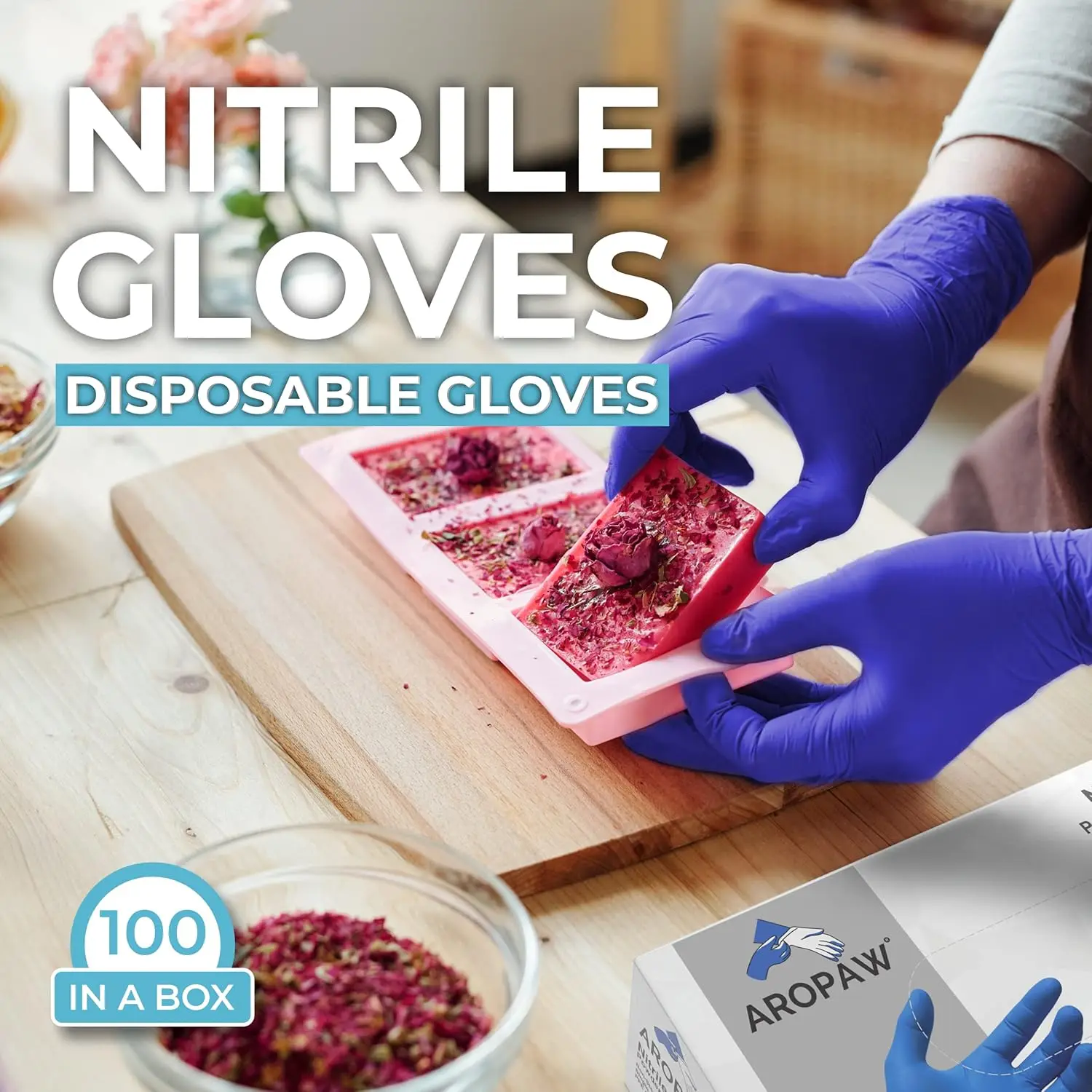 Blue Nitrile Gloves, Disposable Gloves, Comfortable, Powder Free, Latex Free