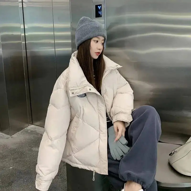 

Lucyever New Winter Warm Parkas Women Korean Loose Stand Up Collar Padded Jacket Woman Thicken Short Down Cotton Outwear