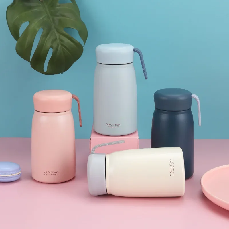 350ml Portable Stainless Steel Insulated Bottle with A Large Belly and Accompanying Gift Water Cup for Men and Women