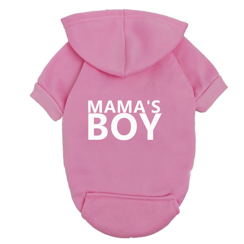 Sudadera con capucha de forro polar para perros pequeños mama's boy_voghion.com