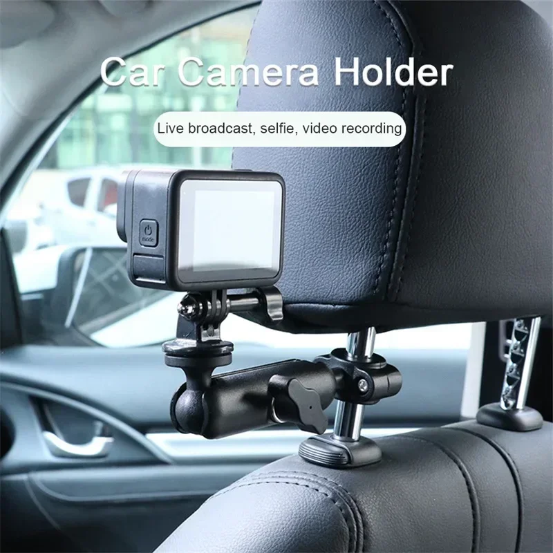 Video Recording Vehicle Durable Adjustable Angle Interior Car Camera Holder Vlogging Camcorder Accessories Headrest Mount