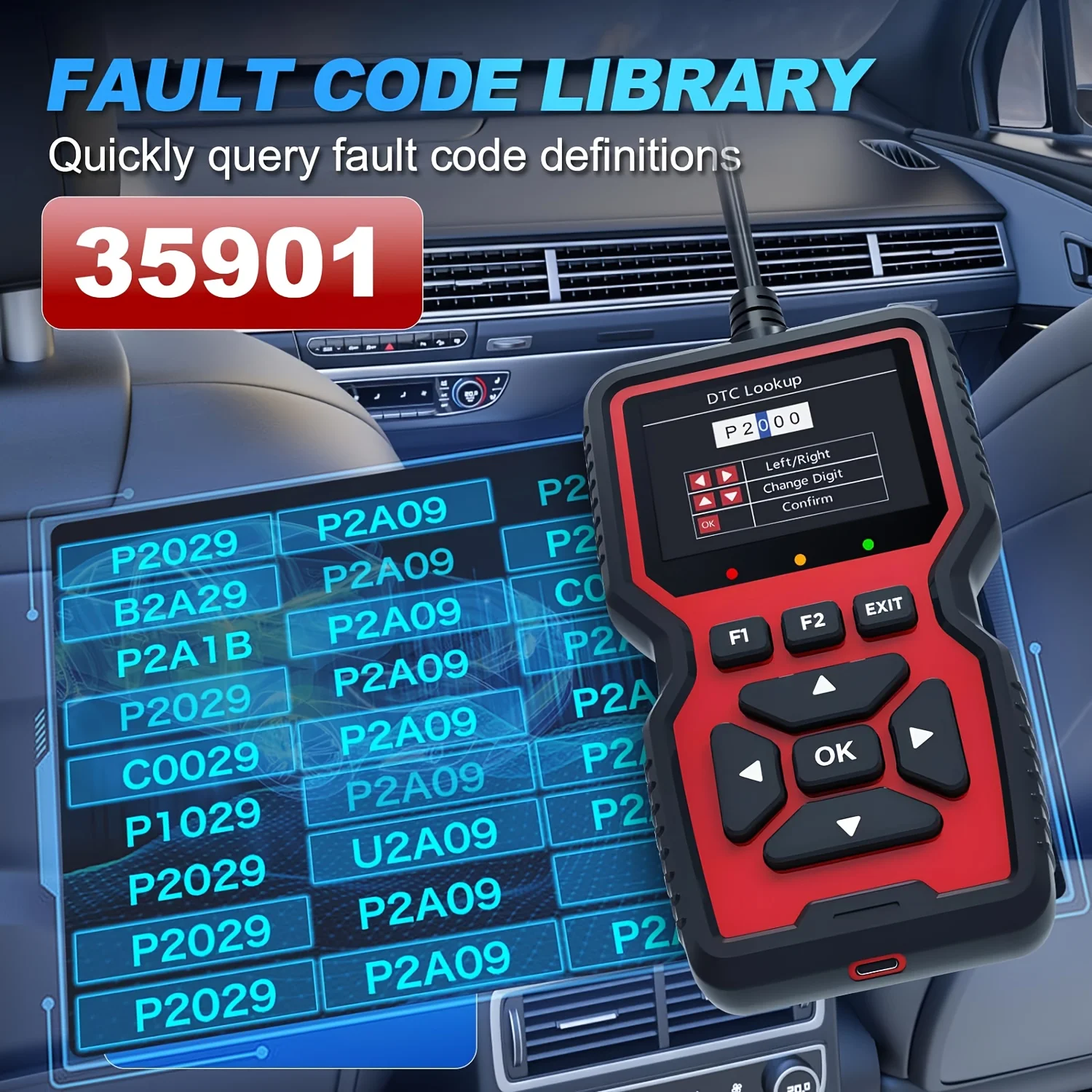 2024 New V519 Custom Universal Car OBD II Diagnostic Scanner Car Fault Detector Diagnostic Scanner for Battery Voltage Testing