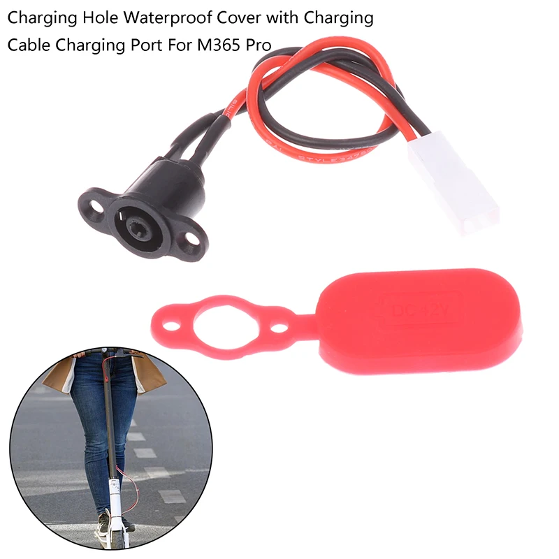 Charging Hole Waterproof Cover With Charging Cable Charging Port For M365 Pro 1S Electric Scooter Accessories