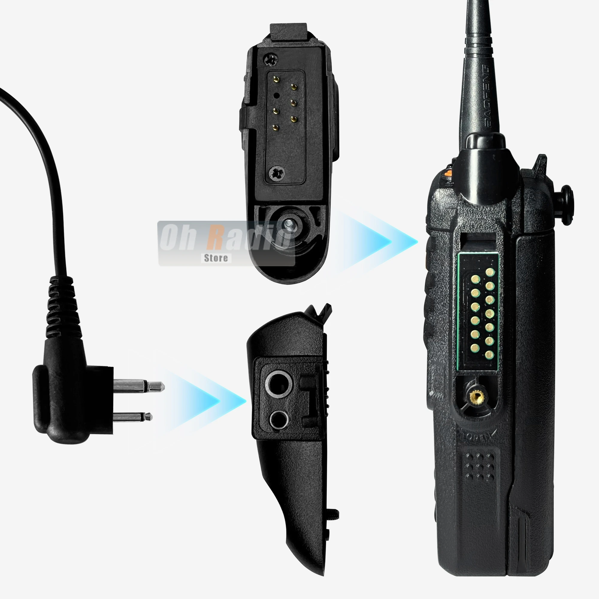 Baofeng UV-9R Walkie Talkie Audio Adapter For UV-9R Pro UV-98 Pro UV-68 UV S22 PRO V2 Radio For 2-Pin M Interface Headset Port