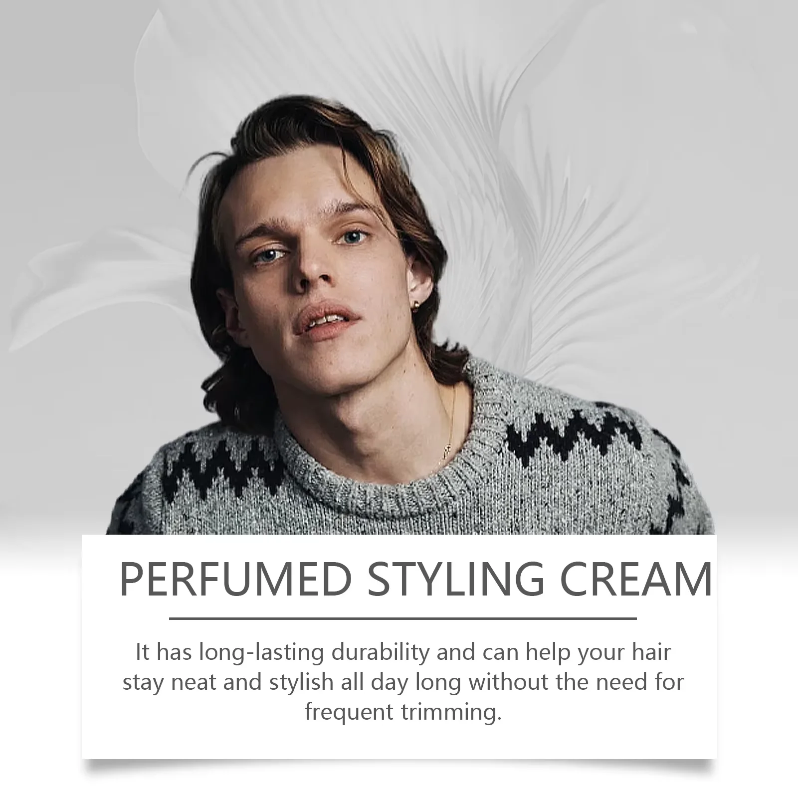 Men Hair Styling Cream Long-Lasting Straighten Strong Holding Fluffy Non Greasy Reducing Frizz Finishing Fixed Hair Wax Lotion