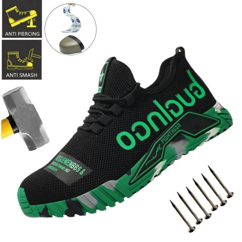Fashion Safety Boots Men Indestructible Steel Toe Work Boots Anti-smash Stab-resistant Safety Shoes Biker Botas Para Hombre