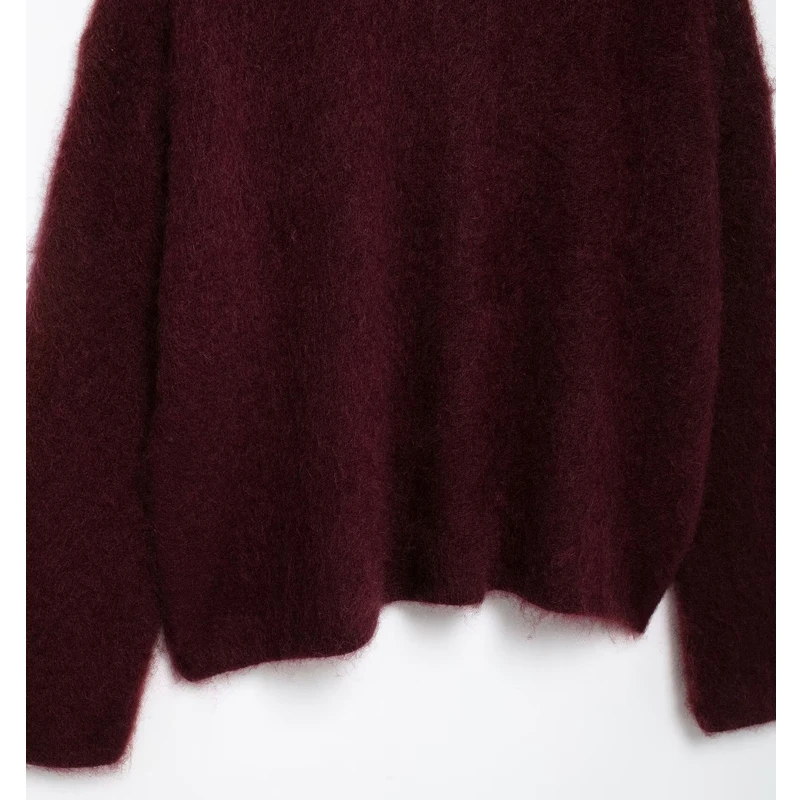 TRAF Knitted Oversize Sweater Woman Winter Plush Sweaters for Women Long Sleeve Pullovers Women\'s Sweater Knitwears Jersey Woman