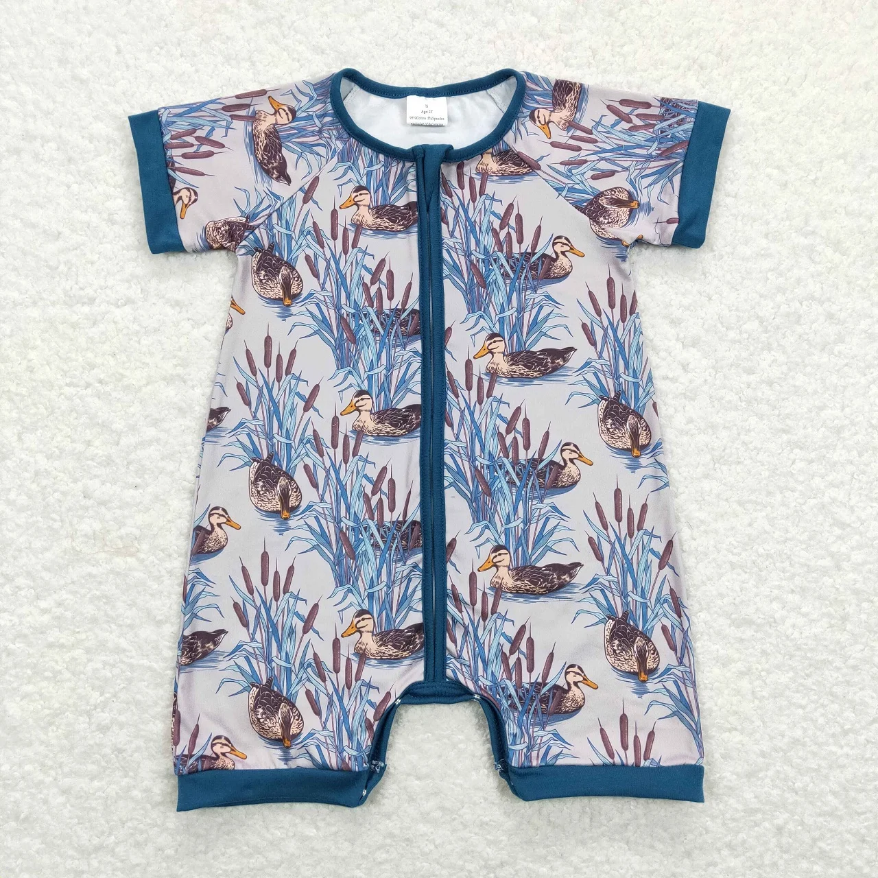 

Wholesale Toddler Baby Boy Ducks Romper Newborn Summer Short Sleeves Zipper One-piece Kids Children Buttons Clothing