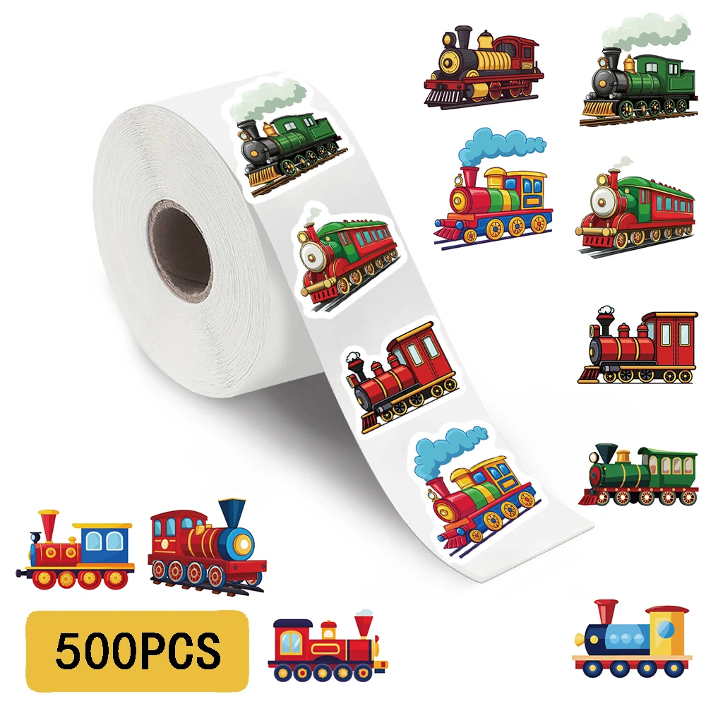 500Pcs/Roll Train Stickers Notebook Aesthetic DIY Phone Guitar Cartoon Decoration Creative Phone Skateboard Art Picture Stickers