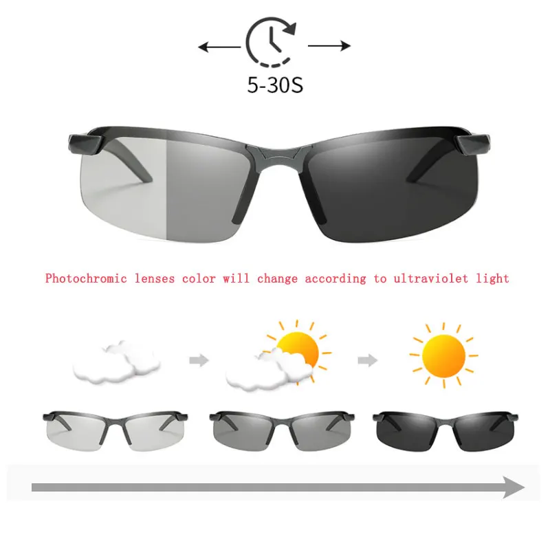 Klassische Herren Polarisierte Sonnenbrille Photochrome Fahren Männlich Ändern Farbverlauf Sonnenbrille Tag Nacht Vision Fahrer Brillen – Detail 2