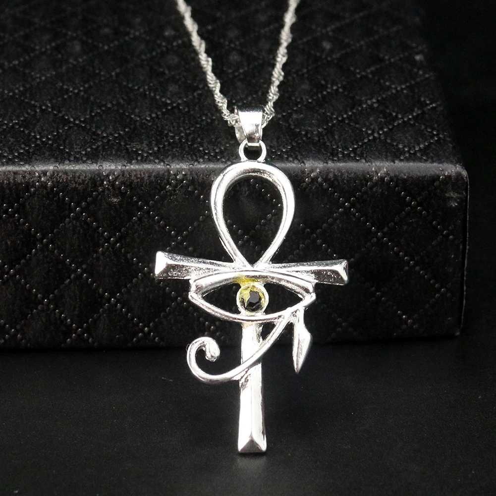 Egyptian Eye of Horus Ankh Cross Necklace Religious Amulet Life Symbol Protection Punk Charm Pendant Choker Jewelry for Women