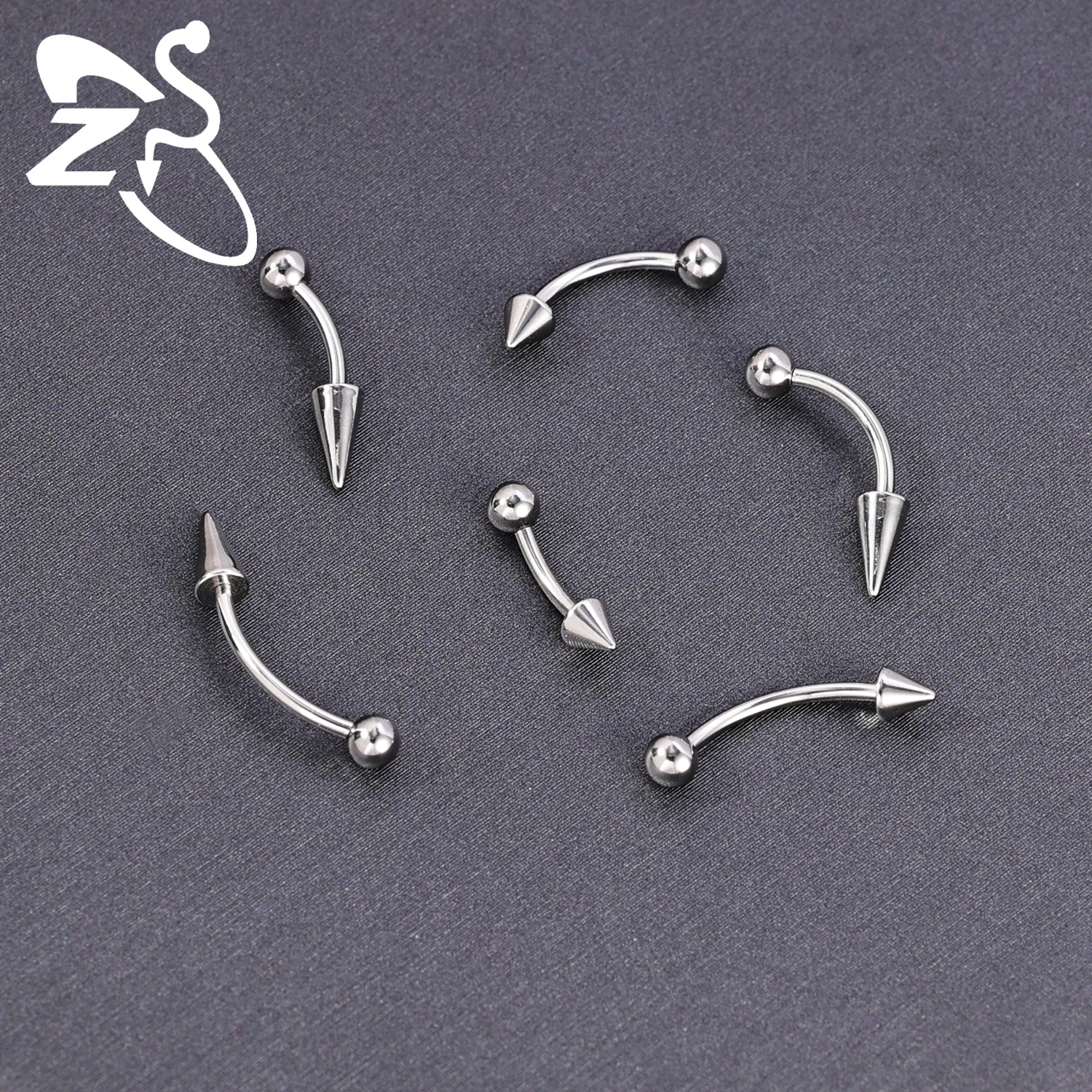 ZS 1 Piece Curved 16G/18G Stainless Steel Eyebrow Ring 6/8/10MM Butterfly Flower Shape Eyebrow Piercing Helix Cartilage Jewelry